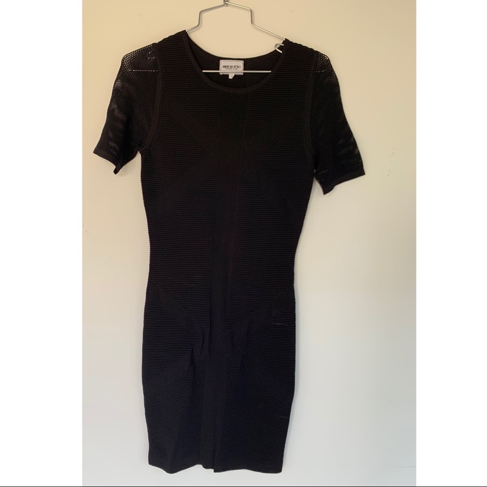 American Retro Knit Mesh Mini Dress